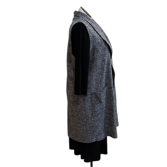 Tahari Wool blend Charcoal Gray black Textured longline Vest pockets Sz 1X - Picture 8 of 15